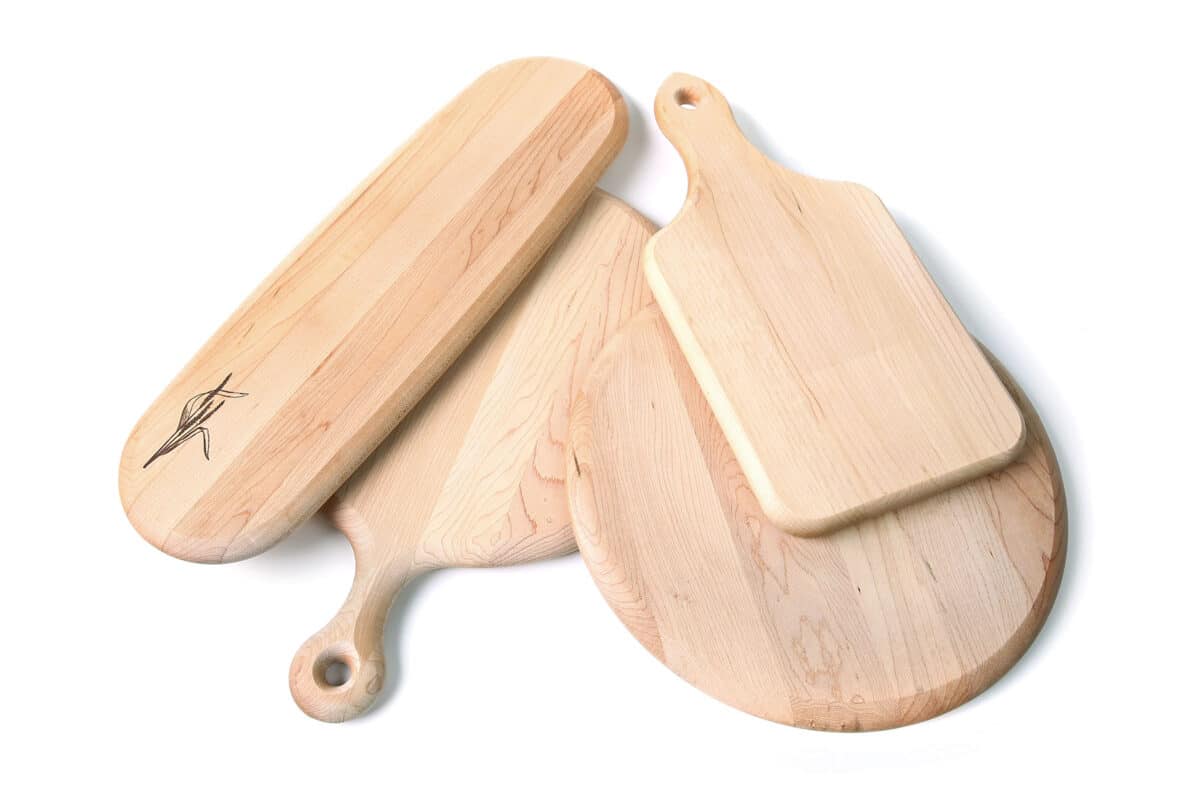 Cutting boards in a variety of shapes and sizes.